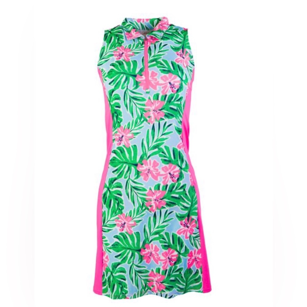 JOFIT Women's Hibiscus Print Sleeveless Dress EUC S